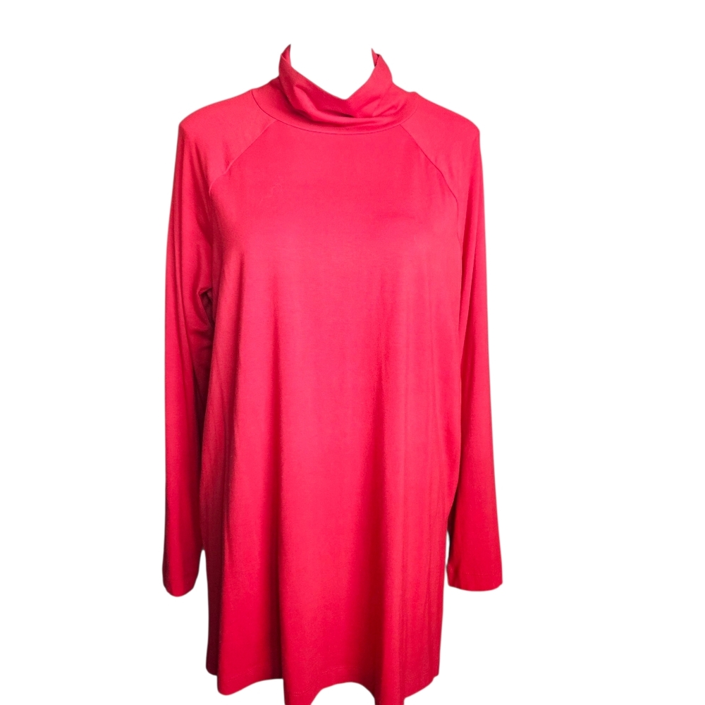 J. Jill Red Supima Cotton Everyday Turtleneck Tunic Red Medium NWT Christmas